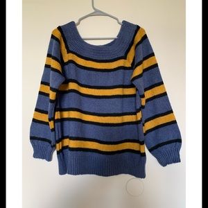 Striped off the shoulder knitted sweater